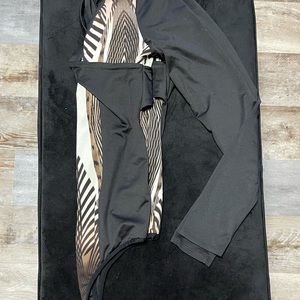 BEBE tan and black bodysuit